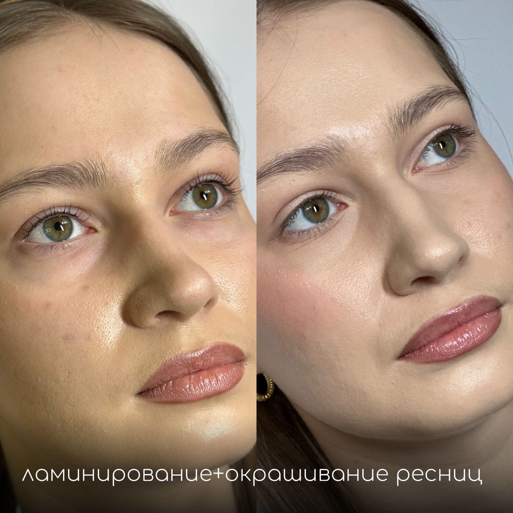 Ламинирование ресниц до и после